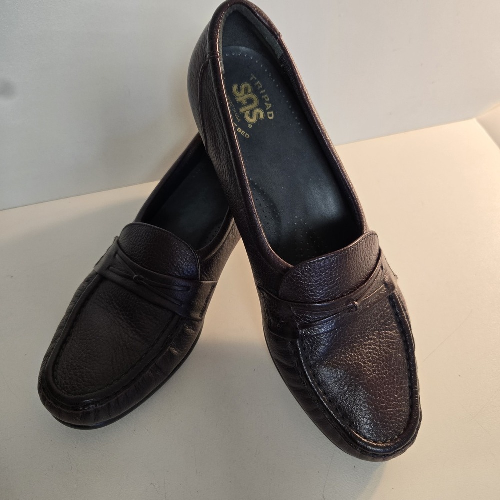SAS Sz‎ 9 N Easier Antique Wine Burgundy Leather Slip-On Tripad Comfort Shoes